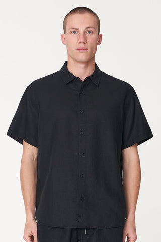 MENS LIN-IN SS SHIRT BLACK