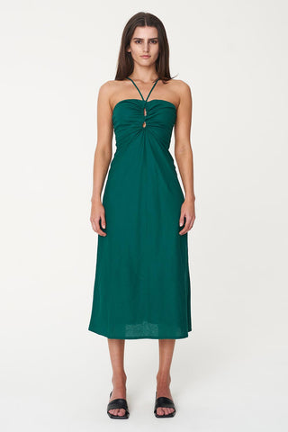 LIN-IN HALTER MAXI DRESS JEWEL GREEN