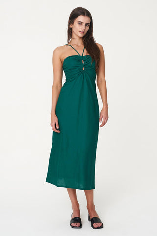 LIN-IN HALTER MAXI DRESS JEWEL GREEN