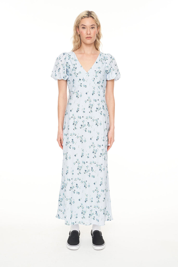 LALISA CLEO MIDI DRESS BLUE FLORAL