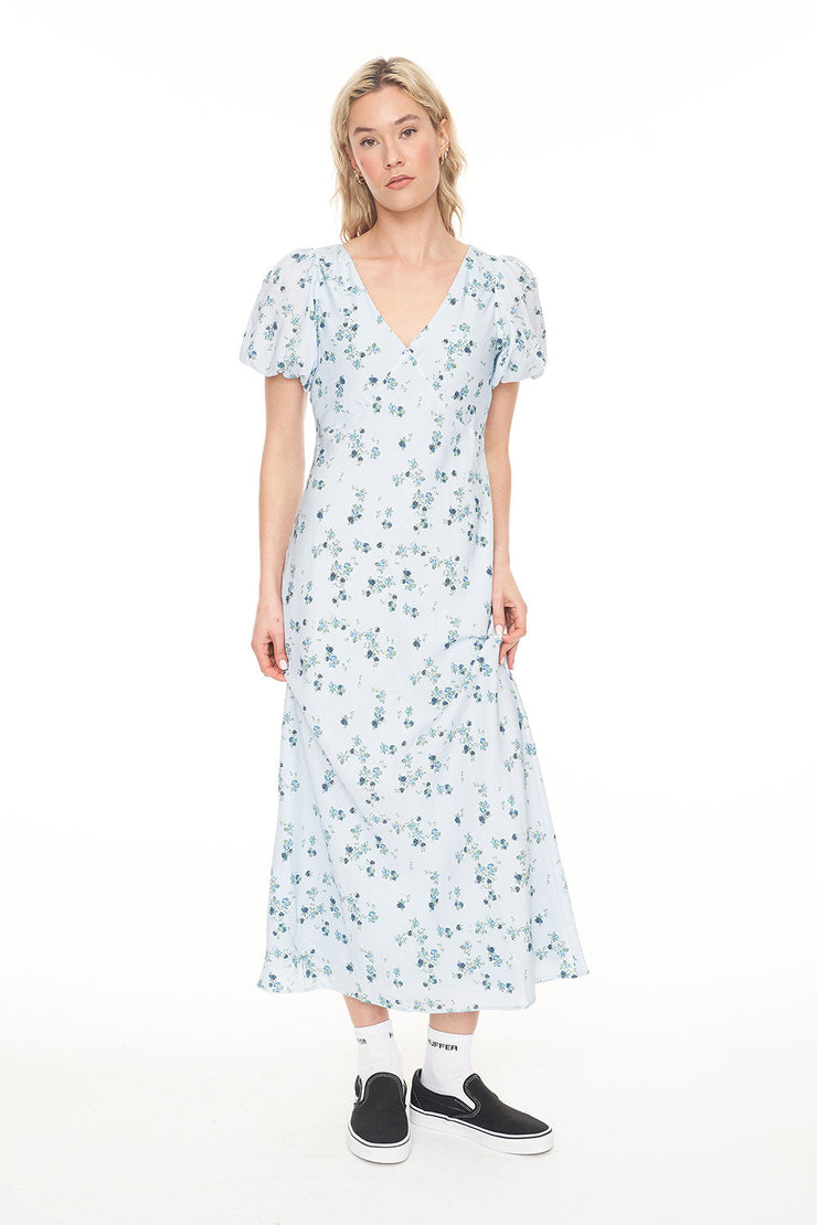 LALISA CLEO MIDI DRESS BLUE FLORAL