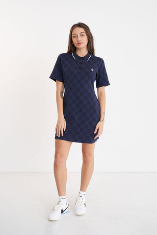 CHECK POLO DRESS NAVY