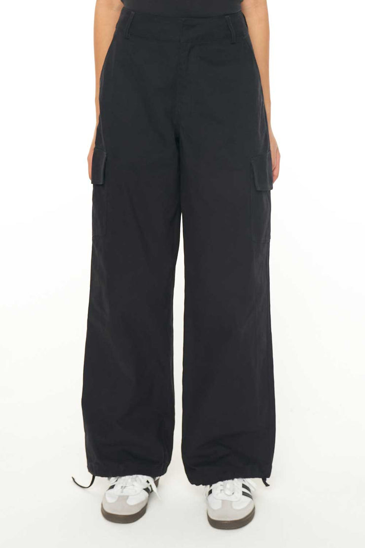 WMNS CANVAS CARGO PANT WASHED BLACK
