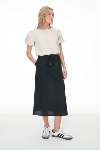 LIN-IN FRANCA MIDI SKIRT BLACK