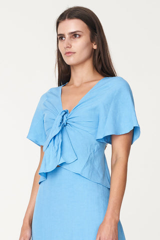 BELIZE FLUTTER BLOUSE CHILL BLUE