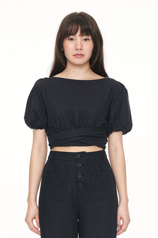 LIN-IN WRAP TOP BLACK