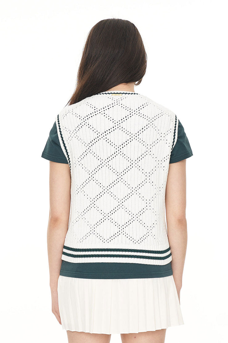 DIAMOND CROP VEST CHALK